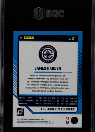 James Harden 2024-25 Donruss #21 Choice Gold /10 SSP SGC10 GEM MT Clippers