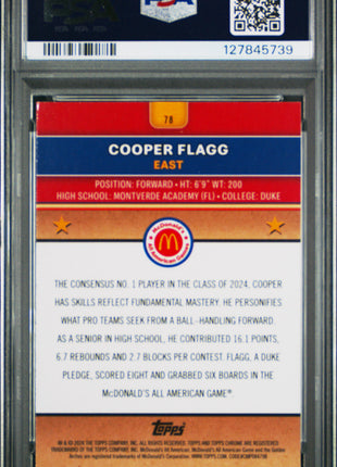 Cooper Flagg 2024 Topps Chrome McDonald's AA #78 Aqua Wave /199 PSA10 GEM MT