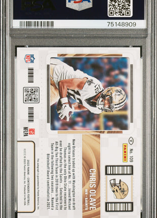 Chris Olave 2022 Panini Contenders #109 Rookie Ticket Auto RC PSA9 MINT Saints