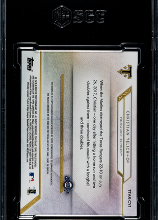 Christian Yelich 2018 Topps Triple Threads Wood 1/1 Patch Auto SGC10/10 GEM MT