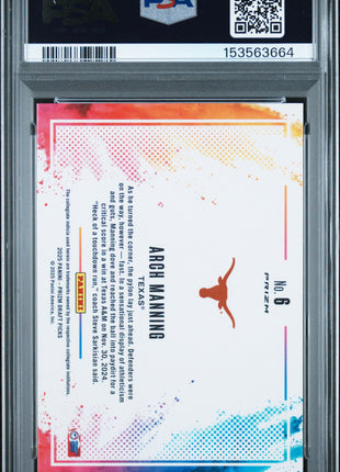 Arch Manning 2025 Panini Prizm DP #6 Black Color Blast SSP PSA8 NM-MT Longhorns