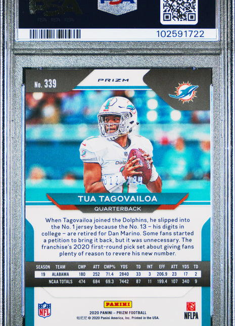 Tua Tagovailoa 2020 Panini Prizm #339 Orange Prizm /249 RC PSA10 GEM MT