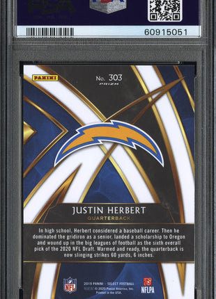 Justin Herbert 2019 Panini Select #303 2020 XRC Prizm Redemption PSA10 GEM MT
