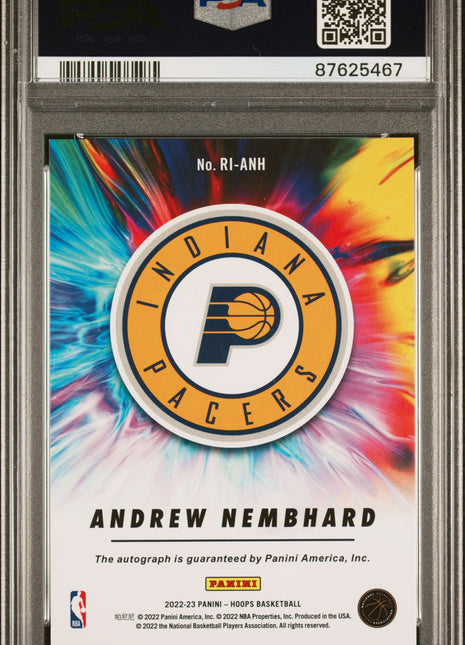 Andrew Nembhard 2022-23 Panini NBA Hoops #RIANH Rookie Ink RC Auto PSA9 MINT