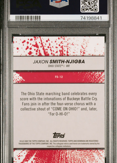Jaxon Smith-Njigba 2022 Bowman's Best University #FS12 Fight Song PSA10 GEM MT