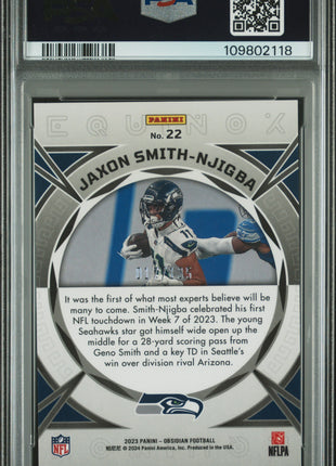 Jaxon Smith-Njigba 2023 Panini Obsidian #22 Equinox /135 RC PSA10 GEM MT
