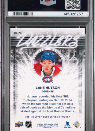 Lane Hutson 2024 Upper Deck #DZ76 Dazzlers RC PSA10 GEM MT Canadiens