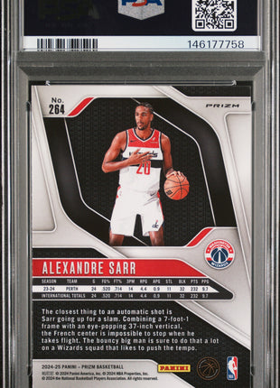Alexandre Sarr 2024-25 Panini Prizm #264 Cracked Ice RC PSA10 GEM MT Wizards