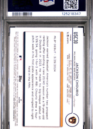 Jackson Chourio 2024 Topps Chrome Update #USC30 Raywave Refractor PSA10 GEM MT