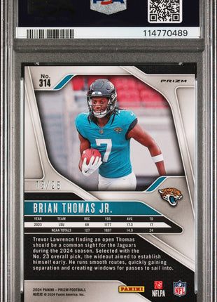 Brian Thomas Jr. 2024 Panini Prizm #314 Navy Camo /25 RC PSA8 NM-MT Jaguars