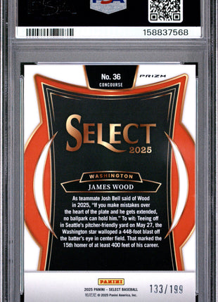 James Wood 2025 Panini Select #36 Light Blue Prizm /199 PSA10 GEM MT