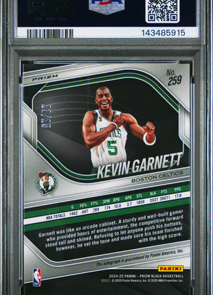 Kevin Garnett 2024 Panini Prizm Black #259 Blue Shimmer FOTL /25 Auto PSA9 MINT