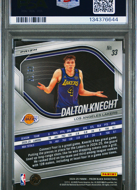 Dalton Knecht 2024 Panini Prizm Black #33 Red Power /75 Rookie RC PSA10 GEM MT