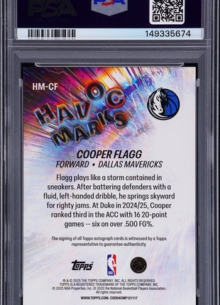 Cooper Flagg 2025-26 Topps #HM-CF Havoc Marks Rookie RC Auto PSA10 GEM MT