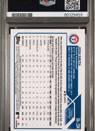 Josh Smith 2023 Topps Chrome #RAJSM Orange Refractor /25 RC Auto PSA10 GEM MT