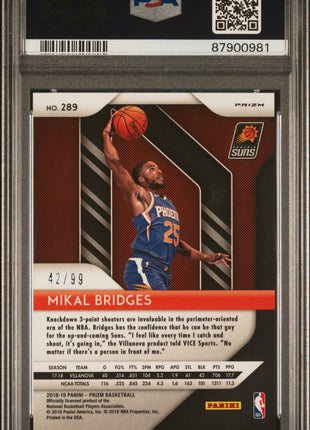 Mikal Bridges 2018-19 Panini Prizm #289 Blue Ice /99 RC PSA10 GEM MT
