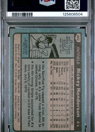 Rickey Henderson 1980 Topps #482 Rookie RC HOF PSA6 EX-MT Athletics