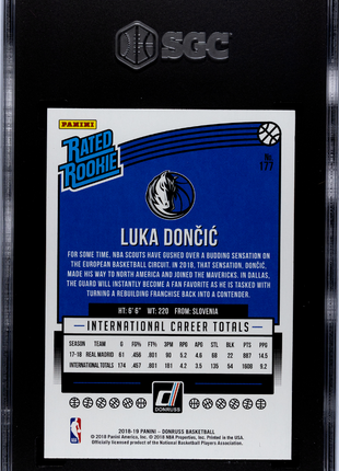 Luka Doncic 2018-19 Donruss #177 Rated Rookie RC SGC10 GEM MT Mavericks
