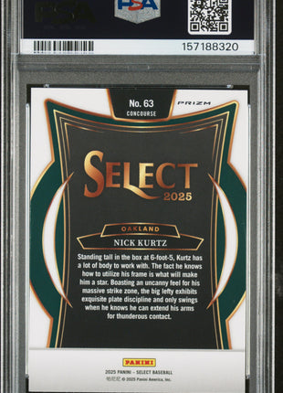 Nick Kurtz 2025 Panini Select #63 Tri Color Prizm Rookie RC PSA10 GEM MT