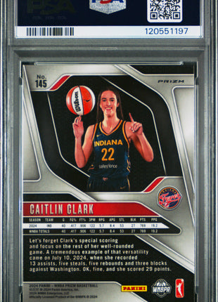 Caitlin Clark 2024 Panini Prizm WNBA #145 Silver Prizm RC PSA8 NM-MT Fever