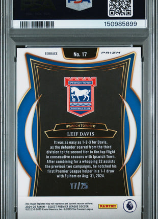 Leif Davis 2024-25 Panini Select Premier League #17 Tie Dye /25 RC PSA10 GEM MT
