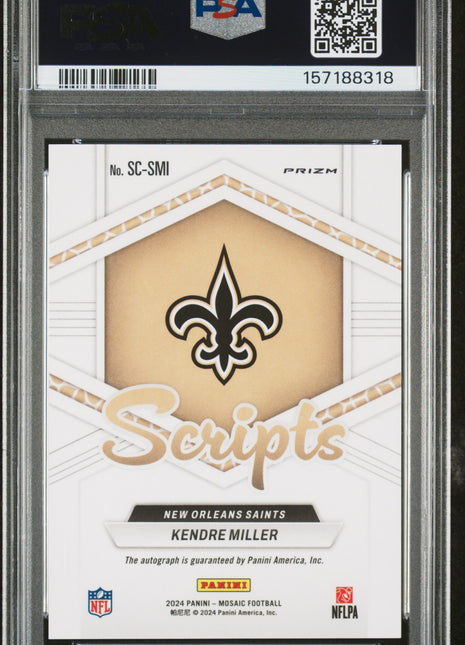 Kendre Miller 2024 Panini Mosaic #SCSMI Scripts Red Wave Auto PSA10 GEM MT