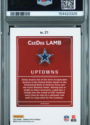 Ceedee Lamb 2024 Panini Donruss Optic #21 Uptowns Case Hit SSP PSA10 GEM MT