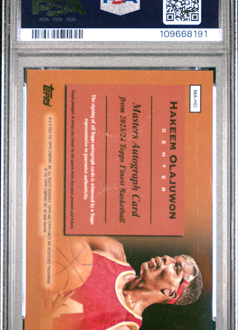Hakeem Olajuwon 2023-24 Topps Finest Masters Red Geometric /5 Auto PSA10 GEM MT