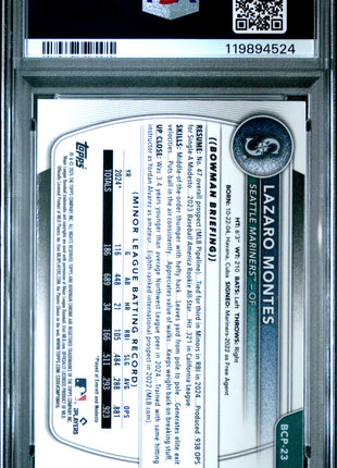 Lazaro Montes 2025 Bowman Chrome #BCP23 Blue Geometric /150 PSA10 GEM MT