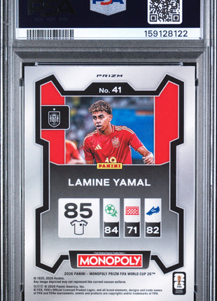 Lamine Yamal 2026 Panini Prizm Monopoly FIFA Four Corners Blue Wave PSA10 GEM MT