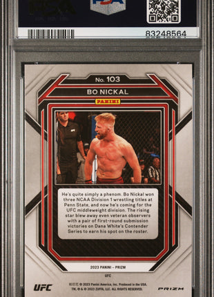 Bo Nickal 2023 Panini Prizm UFC #103 Hyper Rookie RC PSA10 GEM MT