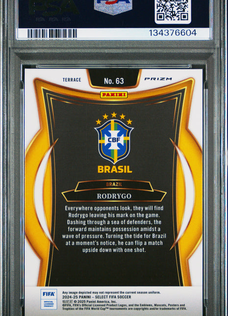 Rodrygo 2024-25 Panini Select FIFA #63 White Sparkle SSP PSA10 GEM MT Brazil