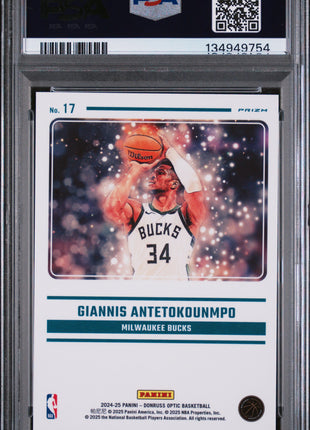 Giannis Antetokounmpo 2024-25 Panini Donruss Optic #17 Mythical SSP PSA9 MINT