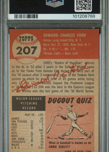 Whitey Ford 1953 Topps #207 Graded PSA5 EX Vintage New York Yankees