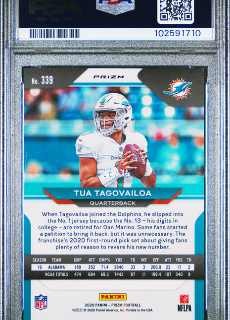 Tua Tagovailoa 2020 Panini Prizm #339 Red Shimmer FOTL /35 RC PSA9 MINT