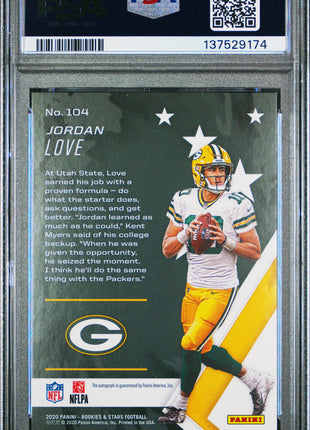 Jordan Love 2020 Rookies & Stars Longevity SIG Orange /60 RC Auto PSA9 MINT
