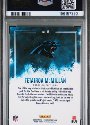 Tetairoa McMillan 2025 Panini Phoenix #5 Color Blast RC SSP PSA10 GEM MT