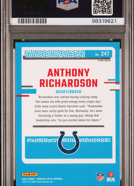 Anthony Richardson 2023 Panini Donruss Optic #247 Pink Rookie RC PSA10 GEM MT