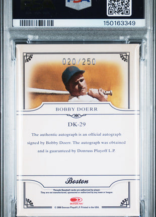 Bobby Doerr 2008 Donruss Threads #DK-29 Diamond Kings /250 Auto PSA/DNA AUTO10