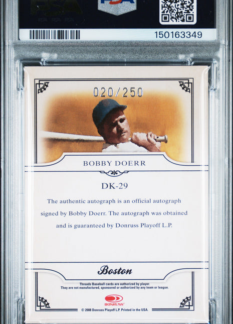 Bobby Doerr 2008 Donruss Threads #DK-29 Diamond Kings /250 Auto PSA/DNA AUTO10