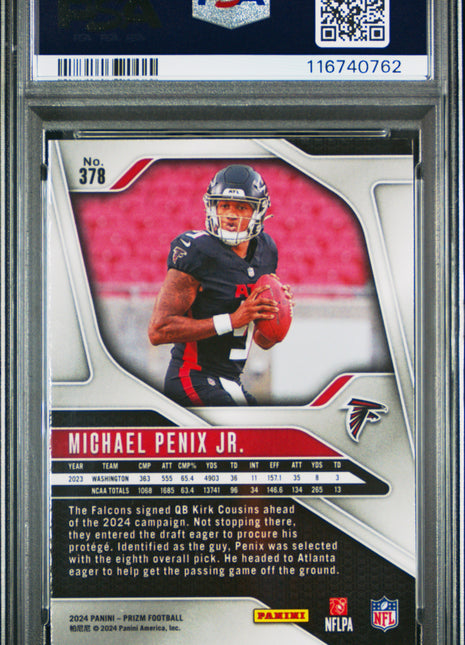 Michael Penix Jr. 2024 Panini Prizm #378 Rookie RC PSA10 GEM MT Falcons