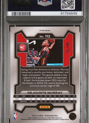 Dejounte Murray 2023-24 Panini Prizm #112 Blue Seismic /99 PSA10 GEM MT Hawks