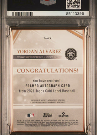 Yordan Alvarez 2021 Topps Gold Label #YA Framed Autographs Auto PSA10 GEM MT