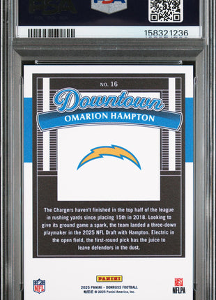 Omarion Hampton 2025 Panini Donruss #16 Downtown RC SSP Case Hit PSA10 GEM MT