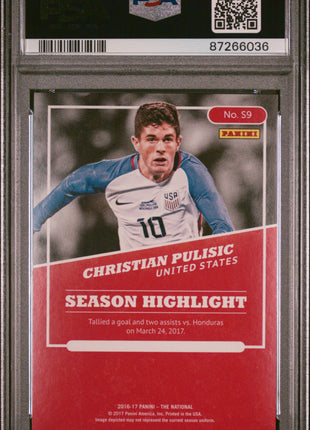 Christian Pulisic 2017 Panini NSCC #S9 Rookies /399 RC PSA9 MINT USA Soccer