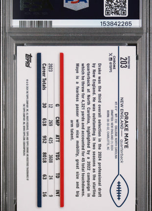 Drake Maye 2024 Topps Chrome #203 Refractor RC PSA8 NM-MT Patriots