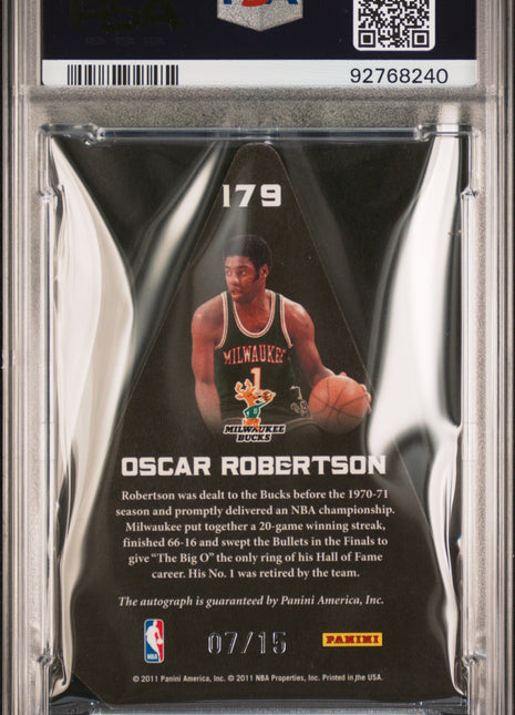 Oscar Robertson 2011 Panini Preferred Crown Royale Blue /15 Auto PSA/DNA AUTO10