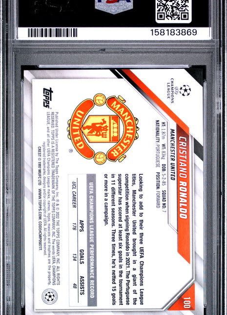 Cristiano Ronaldo 2021-2022 Topps UEFA #100 Starball Foil SSP PSA10 GEM MT