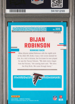 Bijan Robinson 2023 Panini Donruss #305 Optic Preview Blue Scope RC PSA10 GEM MT