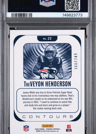 Treveyon Henderson 2025 Panini Phoenix #22 Contours Red /249 RC PSA9 MINT
